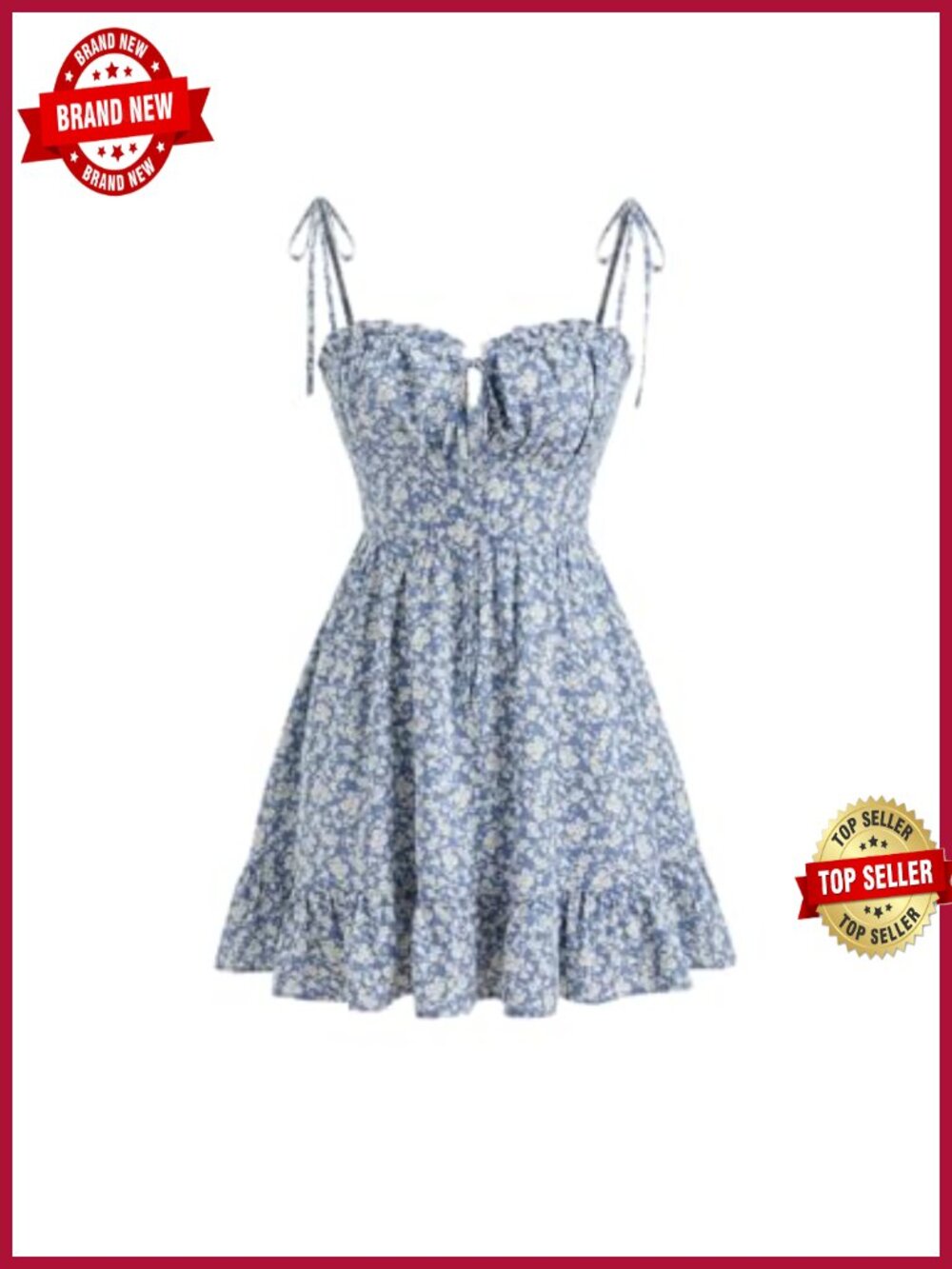 Floral Mini Dress Sleeveless Square Neck Tie Shoulder Vacation Casual